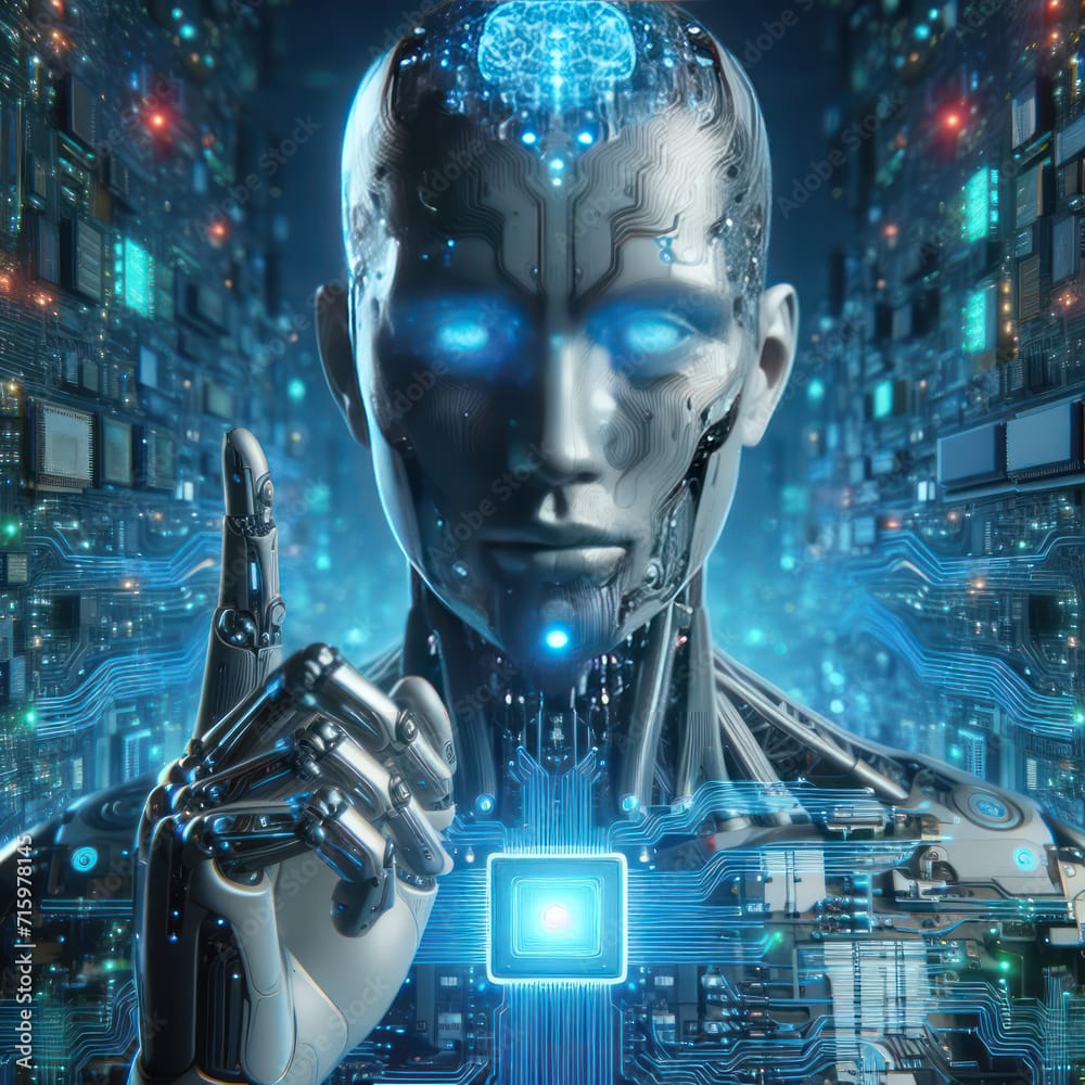 Open Digital AI - Androide con circuitería resplandeciente